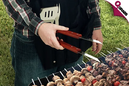 For QR79 Become a Grill Master with a BBQ Apron 7-Piece Tools Set! (QR149 Value)